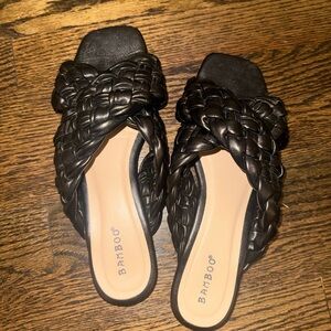 Bamboo Black Braided Slide Sandals